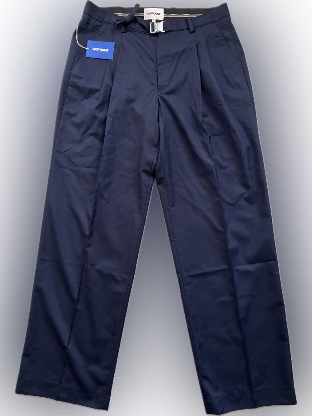[NWT]  Sixth June Paris Suit Navy Baggy Pants Size XS Adjustable Buckle Waist